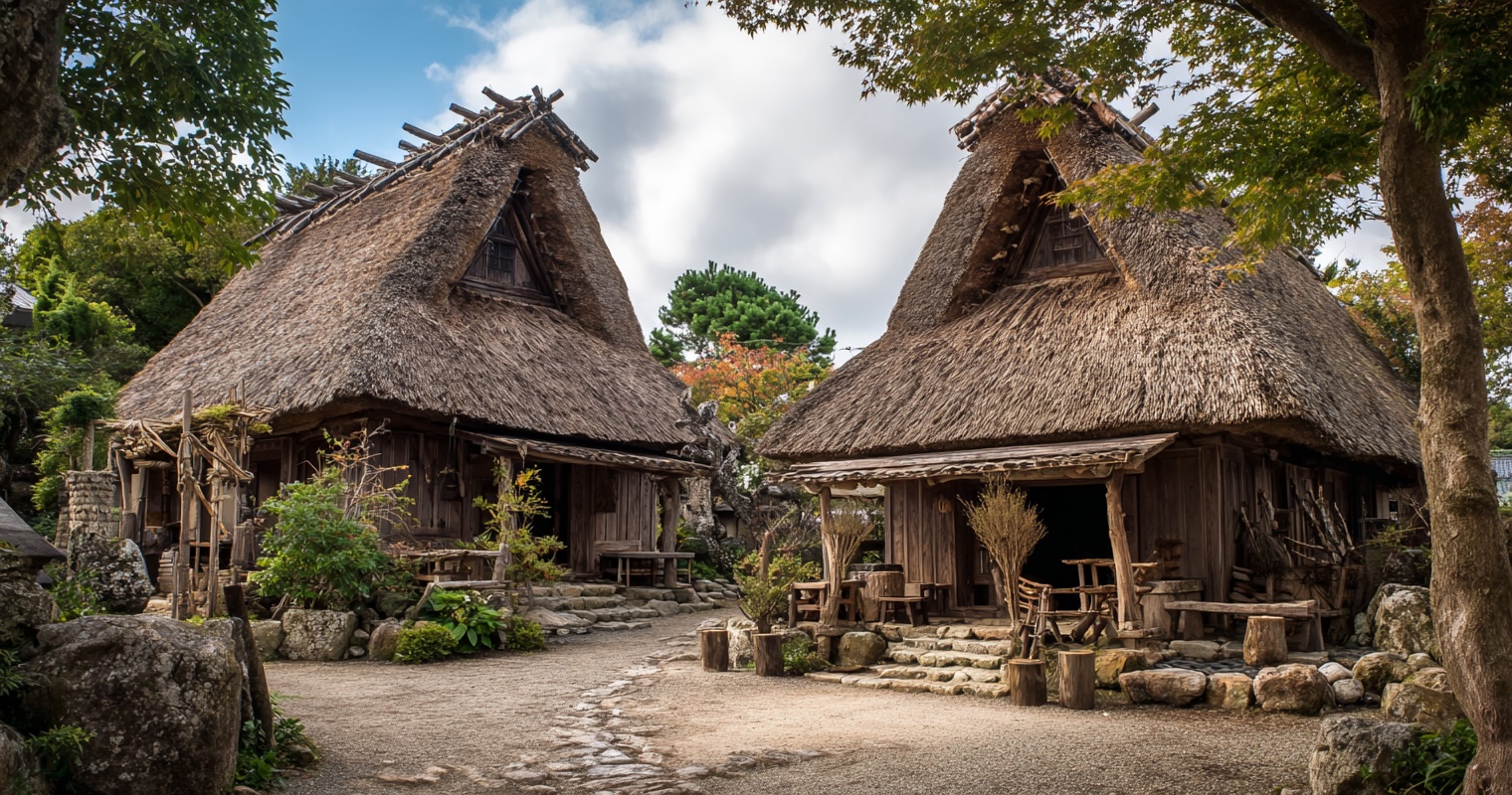 Traditional ninja house with hidden mechanisms