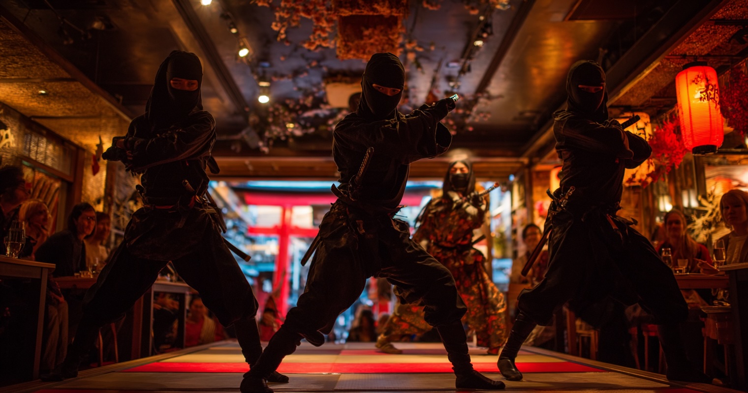 Tokyo ninja café with performers