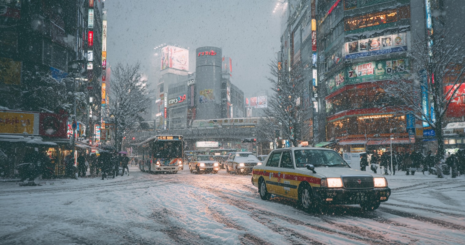 Map showing 7-day Japan tour route including Tokyo, Nagano, and Kyoto
