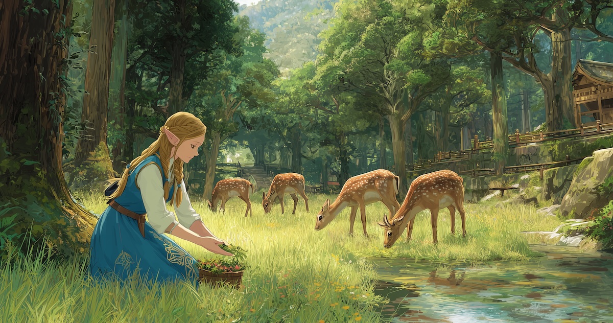 Deer at Nara Park with BOTW quote overlay