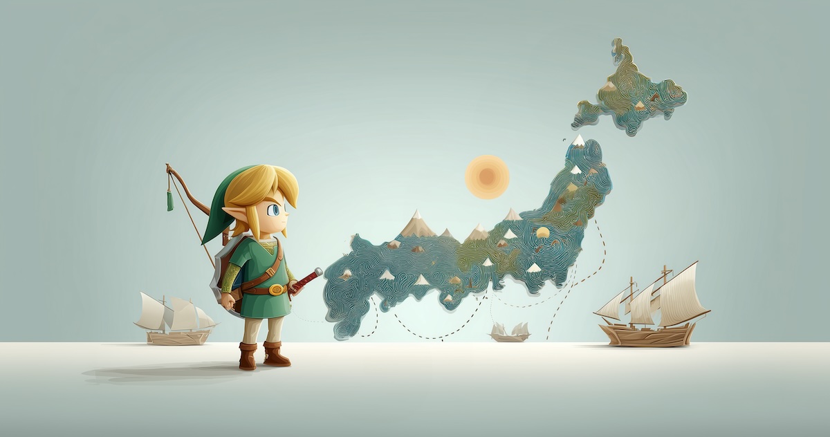 Zelda-style map of Japan highlighting key destinations
